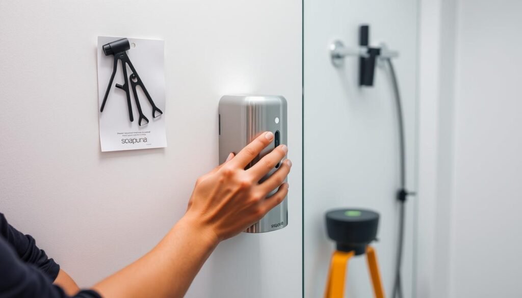 hands-free soap dispenser installation