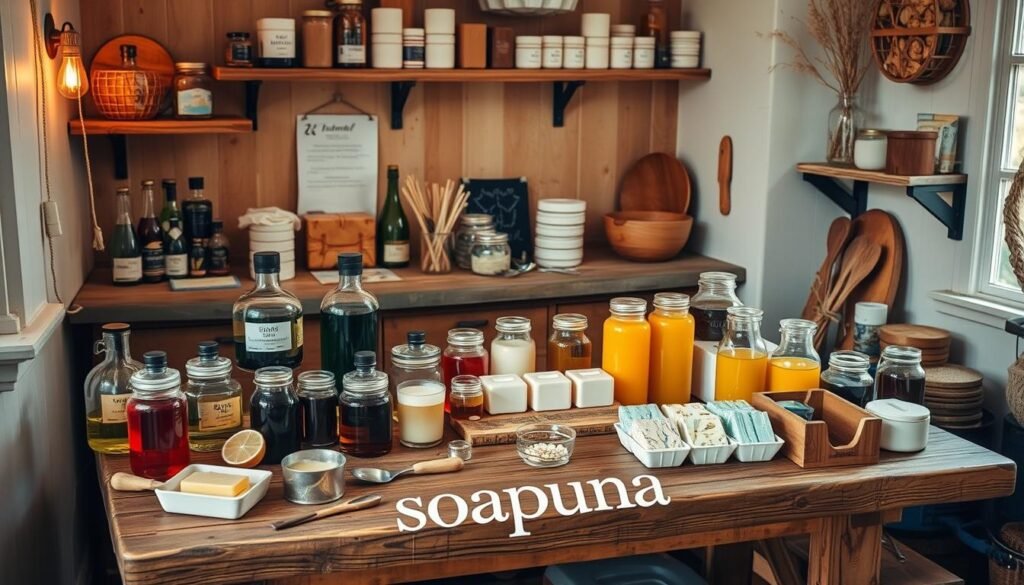 small batch soap making workspace